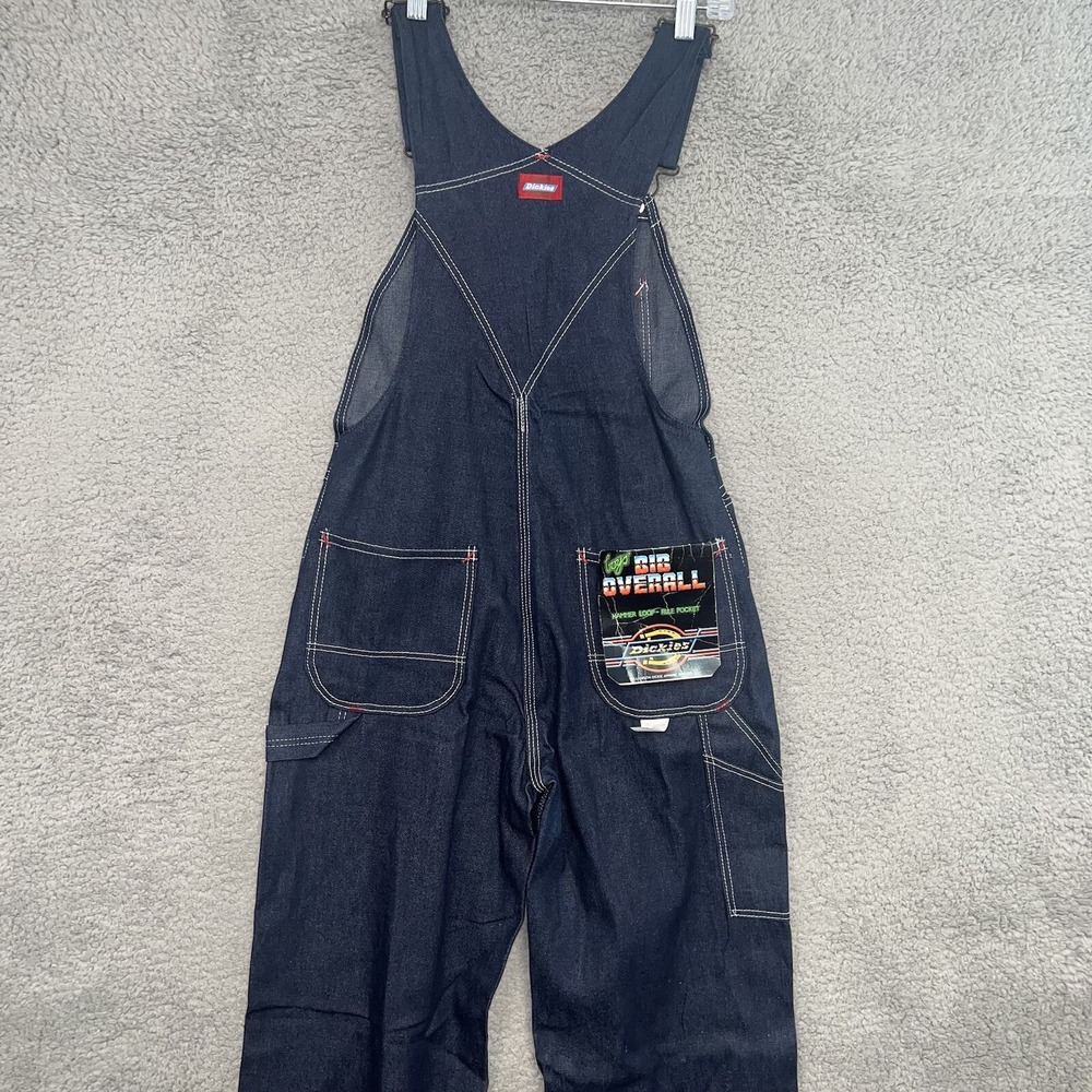 VTG Dickies Big Overall Jeans Youth Unisex Size‎ 14 Blue Hammer Loop Bib NOS NWT